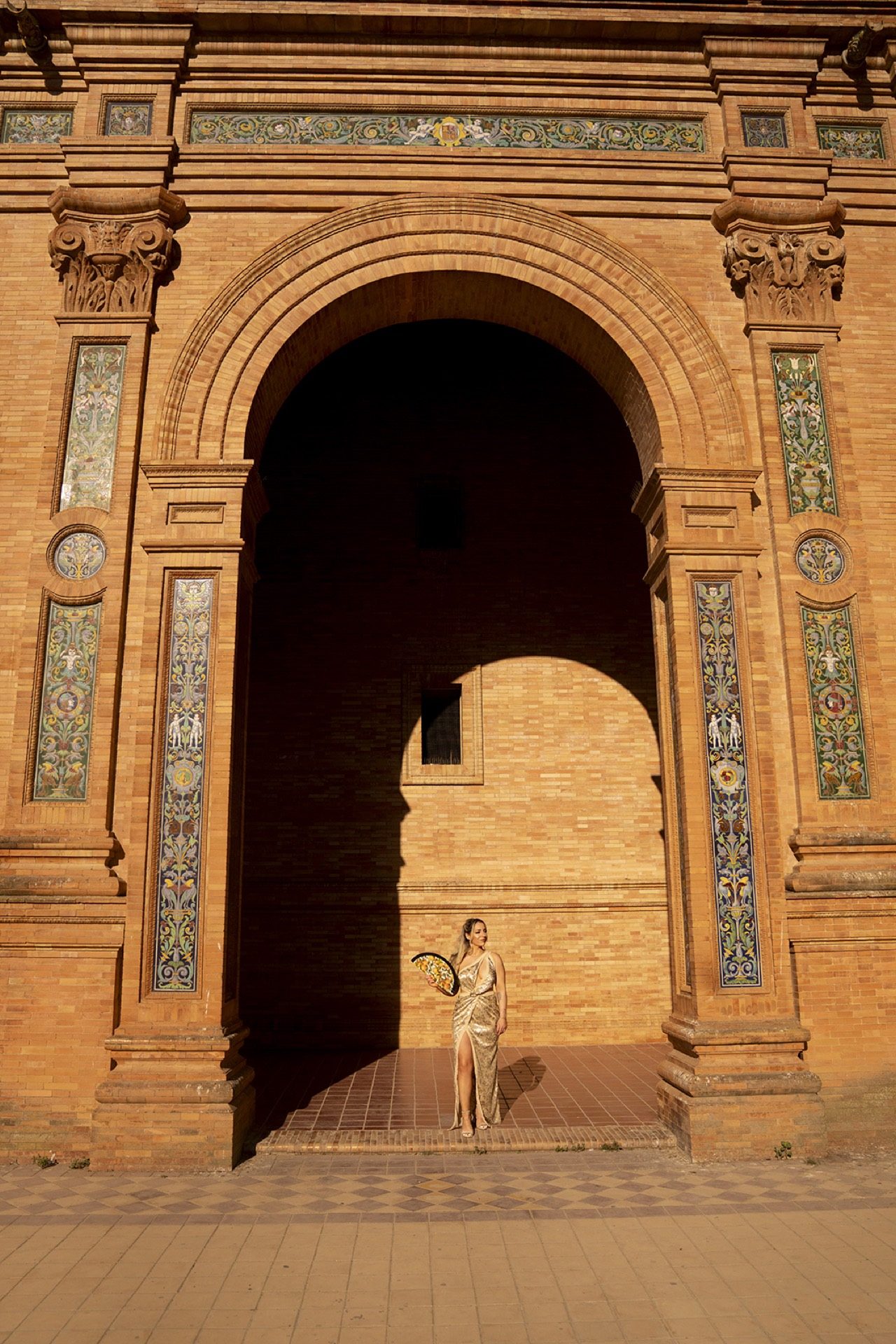 Golden-hour portrait at Plaza de España, Seville