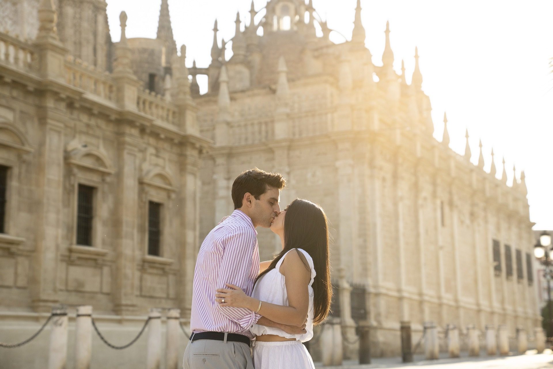 Engagement portrait in the streets of Seville